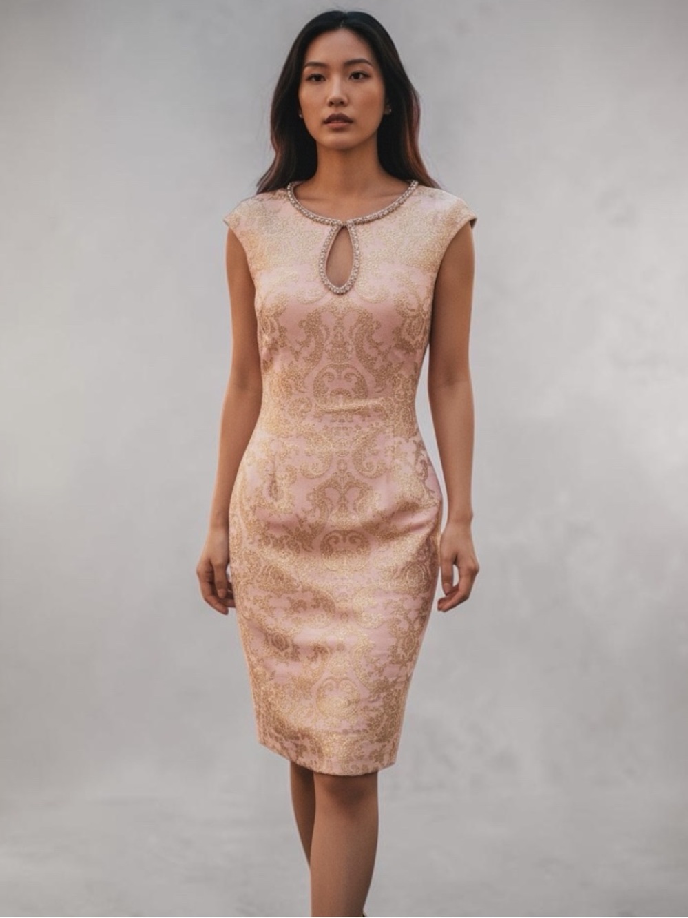 Jax Black Label Pre-Loved Gold Metallic Thread Dress